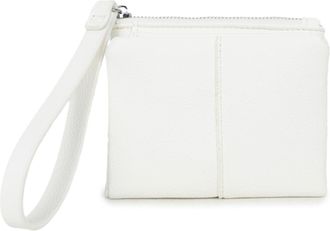 Generic Womens Faux Leather Wristlet Pouch, Zip Top Clutch with Wrist Strap, Textured Grain (White)