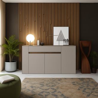 Dmora Credenza Cirimido, Madia Un Cassetto, 3 Ripiani, Apertura Battente, 170x40x85h Cm Beige