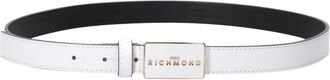 John Richmond Leren Riem met Rechthoekige Gesp - Dames - Riemen - Wit - 95 CM - Katoen - Accessoires