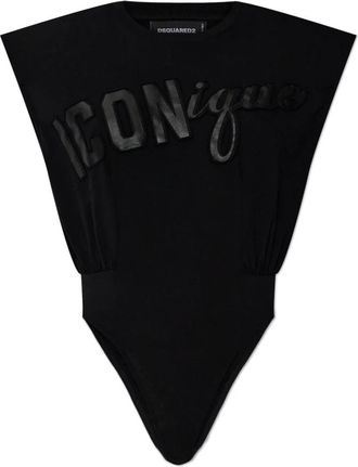 Dsquared2 Shoulder Pad Bodysuit - Dames - Bodies - Zwart - 2XS - Katoen - Tops