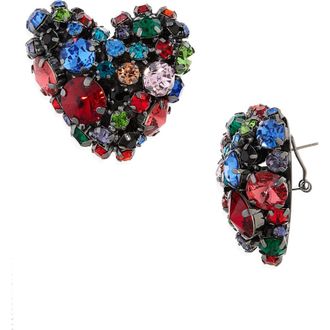 Area Crystal Cluster Heart Earrings in Black Multi at Nordstrom