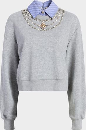 Cinq &agrave; Sept Lavina Mixed-Media Pullover Sweater