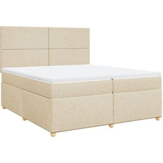 vidaXL Vidaxl - Cama Box Spring Con Colch&oacute;n Tela Color Crema 200x200 Cm