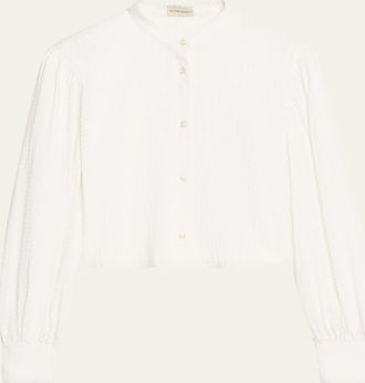 Officine G&eacute;n&eacute;rale Adeline Textured Long-Sleeve Shirt