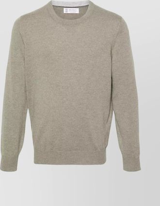 Brunello Cucinelli cashmere crew-neck contrast-trim ribbed sweater