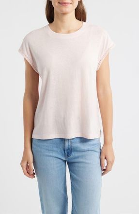 Wit & Wisdom Crochet Cap Sleeve Tee in Angel Pink at Nordstrom, Size X-Small