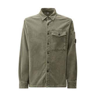 C.P. Company Corduroy Lens Buttoned Shirt - Heren - Zomerjassen - Groen - S - Katoen - Jassen