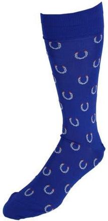 Trafalgar Store Lucky Horseshoe Over The Calf Pima Cotton Novelty Dress Sock in Clematis Blue at Nordstrom