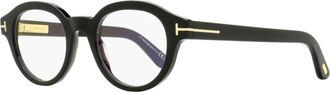 Tom Ford Unisex Blue Block Oval Eyeglasses TF6037-B 001 Black 49mm