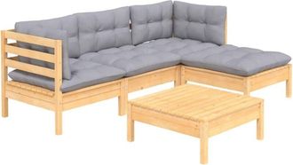 vidaXL Juego De Muebles De Jard&iacute;n 5 Pzas Y Cojines Madera De Pino Vidaxl