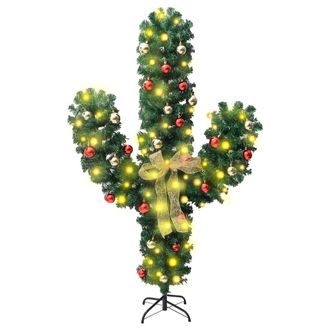 vidaXL Cactus De Navidad Con Soporte Y Leds Verde 150 Cm Pvc Vidaxl