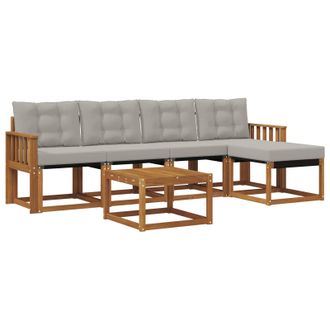 vidaXL Conjunto De Sof&aacute;s De Exterior 6 Pcs Gris Natural Y Claro Vidaxl