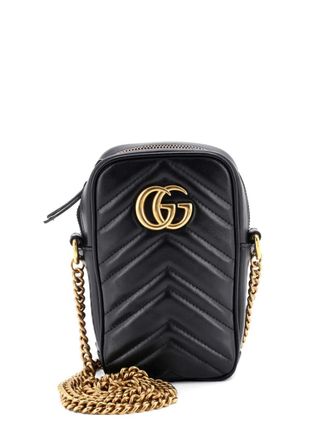 Gucci GG Marmont Vertical Phone Matelasse Leather Mini crossbody bag - Black