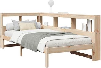 vidaXL Vidaxl - Cama Con Estanter&iacute;a Sin Colch&oacute;n Madera Maciza De Pino 90x200 Cm