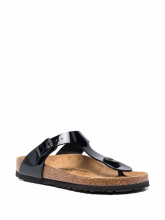 Birkenstock Womens Gizeh Patent-Leather Sandals In Black