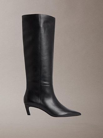 Calvin Klein Botas Altas De Piel Con Tac&oacute;n Kitten Y Cremallera