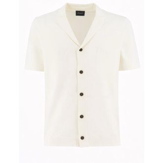 Drumohr Short Sleeve Shirts, male, White, Size: 2XL Short-Sleeved Knit Shirt
