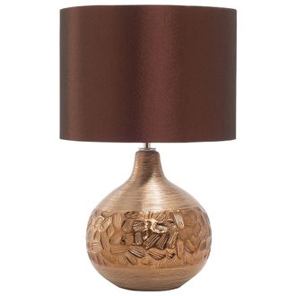 Beliani Beliani - L&aacute;mpara De Mesa De Porcelana Cobre 43 Cm Base Glamour Decorativa Tallada Yakima