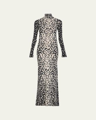 Brandon Maxwell The Camille Animal-Print Cashmere Maxi Dress