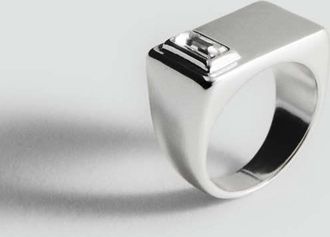 Mango Anello geometrico applicazione cristallo argento - Donna - M - MANGO