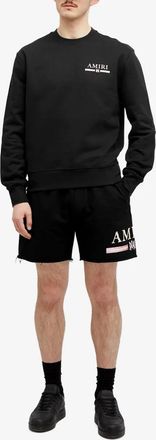 Amiri Mens MA Watercolour Bar Shorts in Black Cotton - Size X-Large