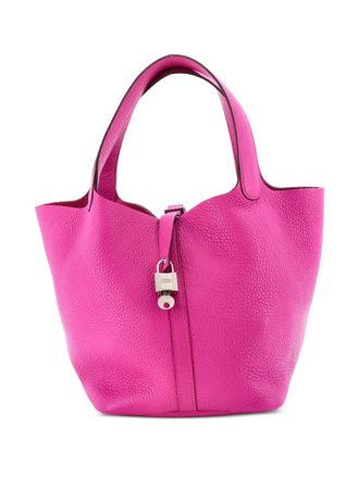 Herm&egrave;s Picotin Lock Bag Clemence MM bucket bag - women - Calf Leather - One Size - Pink