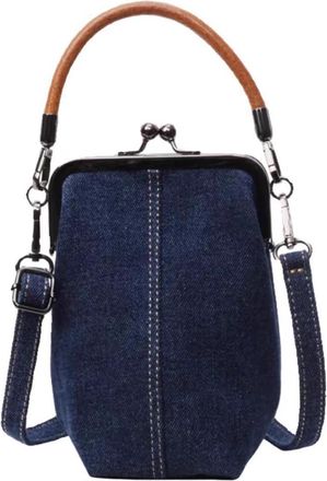 Generic Ladies Mini Crossbody Bag with Detachable Strap Denim Versatile Satchel Bag Retro Shoulder Bag Women Commute Travel Phone Bag (Navy Blue)