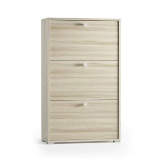 Dmora Zapatero Peonia, Mueble De Entrada Polivalente Con 3 Puertas Abatibles, Zapatero De Doble Profundidad, 100% Made In Italy, Cm 67x28h112, Olmo, Con Emb