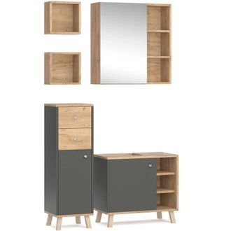 Vicco Conjunto De Muebles De Ba&ntilde;o Senyo, Antracita, 4 Piezas