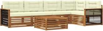 vidaXL Conjunto De Sof&aacute;s De Exterior 6 Uds. Natural Y Crema Vidaxl