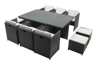 Concept Usine Sal&oacute;n de jard&iacute;n encastrable 10 personas resina trenzada gris/blanco