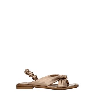 Stuart Weitzman Gold Leather Flat Womens Sandals