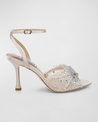 Badgley Mischka Cameryn Embellished Mesh Ankle-Strap Sandals