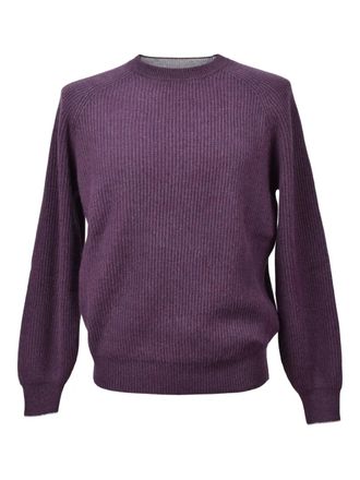 Brunello Cucinelli Maglione in cashmere a coste - Viola