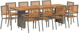 vidaXL Garden Dining Set 11 pcs Grey 240 x 90 x 75 cm Poly Rattan vidaXL