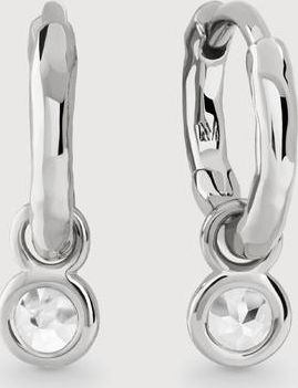 Monica Vinader Sterling Silver Mini Gemstone Huggie Earrings White Topaz
