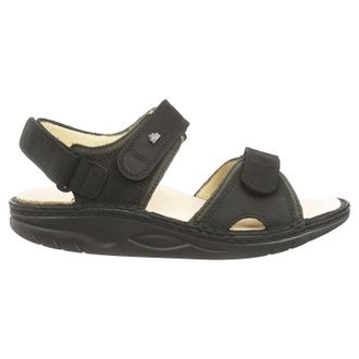 Finn Comfort Yuma Nubuck Mens Hook and loop Sandals - Black Olive - Size:UK 10.5
