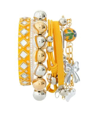 Amir Slama bow-details bead-embellished bracelet set - Yellow
