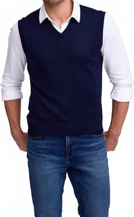 Raffi Extrafine Merino V-Neck Vest In Indigo