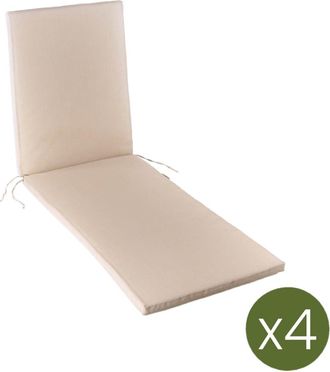 ED&Egrave;N JARD&Iacute; Pack de 4 cojines textilene para tumbona de piscina arena 196x60x5 cm