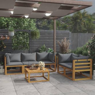 vidaXL 6 Pcs Garden Lounge Set Con Acacia Cojines Masivos