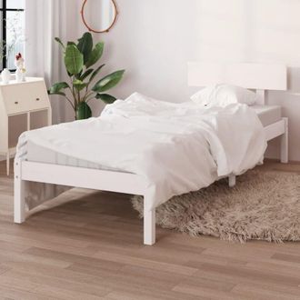 vidaXL Bed Frame without Mattress White Solid Wood Pine Single Vidaxl