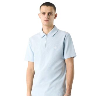 Pretty Green Heren Islington Quarter Zip Regular Poloshirt (Lichtblauw)