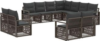 vidaXL Conjunto De Sof&aacute;s De Jard&iacute;n 11 Uds. Gris Rat&aacute;n Sint&eacute;tico Vidaxl