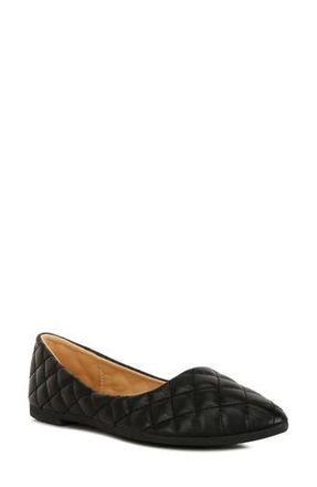 London Rag Rikhani Quilted Pointed Toe Ballet Flat in Black at Nordstrom Rack, Size 9