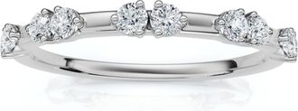 Pompeii3 1/5Ct Unique Alternating Diamond Wedding Band 14k White Gold Lab Grown