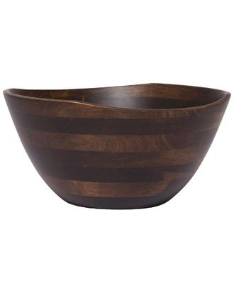 Lipper International Walnut Finish Wavy Rim Bowl, Large