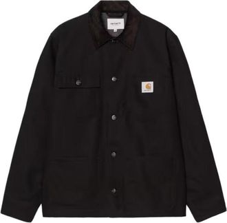 Carhartt Work in Progress Button-Up Black Michigan Coat With Structured Collar