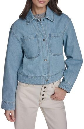 Levi's Floral Print Shirt Jacket in Lightwash Denim at Nordstrom, Size X-Small