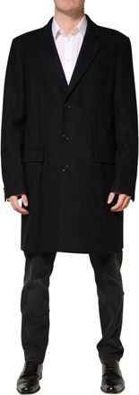 Dolce & Gabbana Black Wool Single Breasted Long Coat Mens Jacket